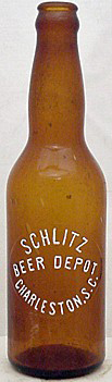 SCHLITZ BEER DEPOT EMBOSSED BEER BOTTLE
