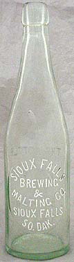 SIOUX FALLS BREWING & MALTING COMPANY EMBOSSED BEER BOTTLE
