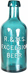 R. & W. S. EXCELSIOR BEER EMBOSSED BEER BOTTLE