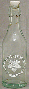 GEO. T. MAGINNIS & CO. MILWAUKEE BEER EMBOSSED BEER BOTTLE