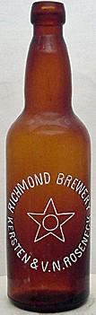 RICHMOND BREWERY EMBOSSED BEER BOTTLE