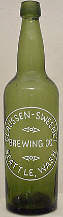 CLAUSSEN - SWEENEY BREWING COMPANY EMBOSSED BEER BOTTLE