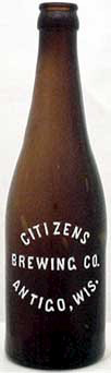 CITIZENS BREWING COMPANY EMBOSSED BEER BOTTLE