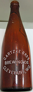 GARTZKE BROTHERS BREWING COMPANY EMBOSSED BEER BOTTLE