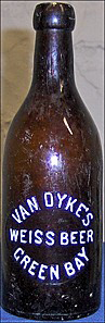 VAN DYKE'S WEISS BEER EMBOSSED BEER BOTTLE