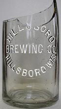 HILLSBORO BREWING COMPANY EMBOSSED BEER BOTTLE