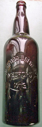 MEDFORD BREWERY EMBOSSED BEER BOTTLE