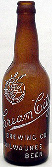 CREAM CITY BREWING COMPANY EMBOSSED BEER BOTTLE