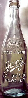 JUNG BREWING COMPANY EMBOSSED BEER BOTTLE
