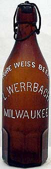 L. WERRBACH PURE WEISS BEER EMBOSSED BEER BOTTLE