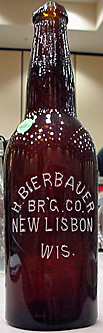 H. BIERBAUER BREWING COMPANY EMBOSSED BEER BOTTLE