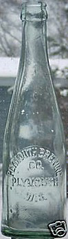 PLYMOUTH BREWING COMPANY EMBOSSED BEER BOTTLE