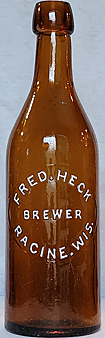 FREDERICK HECK BREWER EMBOSSED BEER BOTTLE