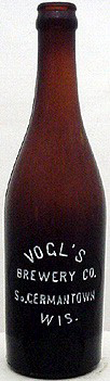 VOGL'S BREWERY COMPANY EMBOSSED BEER BOTTLE