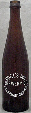 VOGL'S INDEPENDENT BREWERY COMPANY EMBOSSED BEER BOTTLE