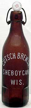 GUTSCH BREWING COMPANY EMBOSSED BEER BOTTLE
