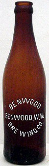 BENWOOD BREWING COMPANY EMBOSSED BEER BOTTLE