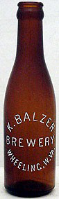 K. BALZER BREWERY EMBOSSED BEER BOTTLE