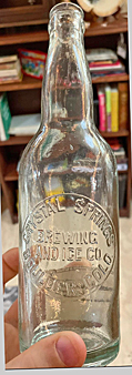 CRYSTAL SPRINGS BREWING AND ICE COMPANY EMBOSSED BEER BOTTLE