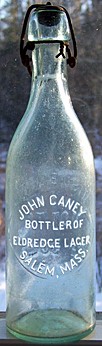 JOHN GANEY BOTTLER OF ELDREDGE LAGER EMBOSSED BEER BOTTLE