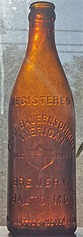 FRED BAUERNSCHMIDT AMERICAN BREWERY EMBOSSED BEER BOTTLE
