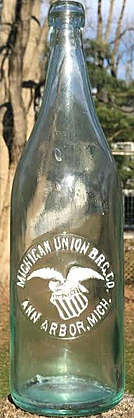 MICHIGAN UNION BREWING COMPANY EMBOSSED BEER BOTTLE