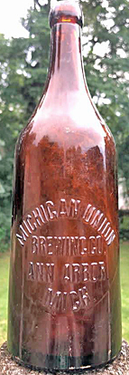 MICHIGAN UNION BREWING COMPANY EMBOSSED BEER BOTTLE