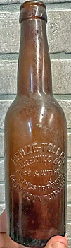 HENZE TOLLEN BREWING COMPANY EMBOSSED BEER BOTTLE