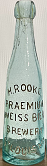 H. ROOKE PRAEMIUM WEISS BIER BREWERY EMBOSSED BEER BOTTLE