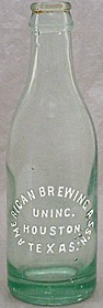 AMERICAN BREWING ASSOCIATION UNICORPORATED EMBOSSED BEER BOTTLE
